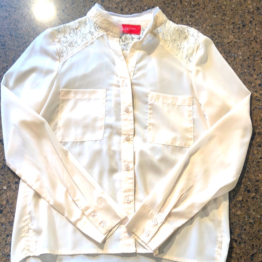 EUC sheer blouse from Akira with lace detail